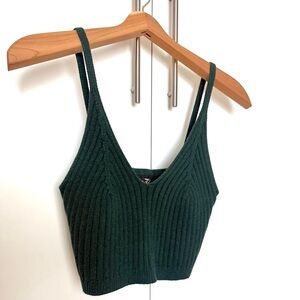 Dee Elly Knitted Green Ribbed Camisole Tank - Small